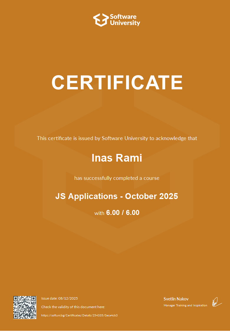 JS Applications Certificate