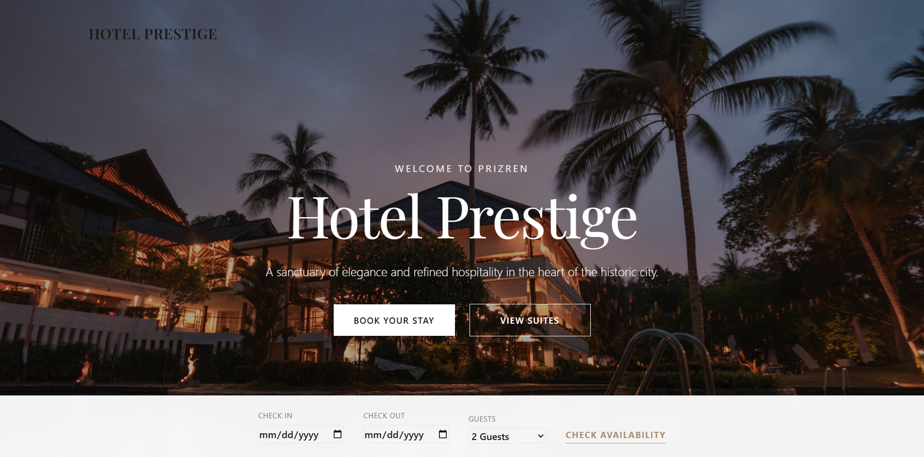 Hotel Prestige Project Screenshot
