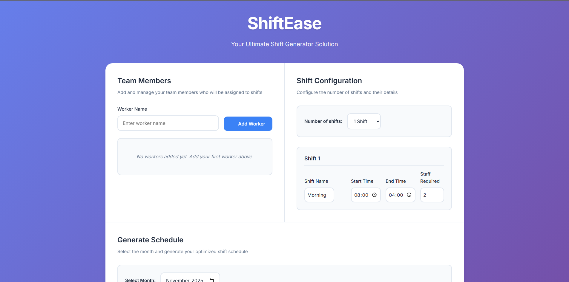 ShiftEase Project Screenshot